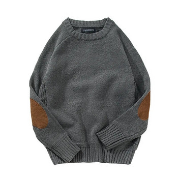 Пуловер Плетен пуловер Мъжки овъргабаритни дизайни на кръпки Плетено мъжко облекло Korea Harajuku Streetwear Пуловери Пуловери за мъже