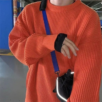 Κορεάτικη μόδα Πουλόβερ Ανδρικά Φθινοπωρινά Νέα Πλεκτά με λαιμόκοψη Streetwear Ανδρικά ρούχα Harajuku Φαρδιά πλεκτά πουλόβερ Pull Homme
