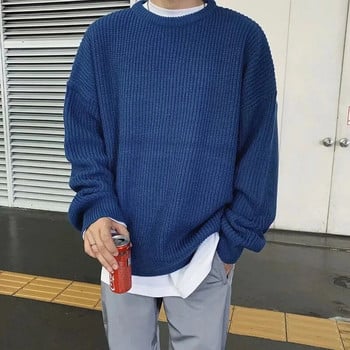 Корейски модни пуловери Мъжки есенни нови трикотажни дрехи с плътно деколте Streetwear Мъжки дрехи Harajuku Свободни плетени пуловери Pull Homme