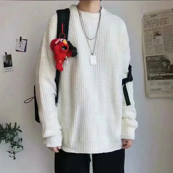 Κορεάτικη μόδα Πουλόβερ Ανδρικά Φθινοπωρινά Νέα Πλεκτά με λαιμόκοψη Streetwear Ανδρικά ρούχα Harajuku Φαρδιά πλεκτά πουλόβερ Pull Homme