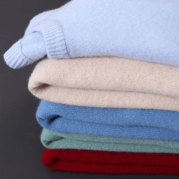 2023 г. Кашмирен пуловер Пуловери с О-образно деколте Мъжка свободна овърсайз M-5XL риза с плетена долна част Есен Зима Нов корейски ежедневен мъжки топ
