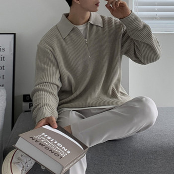 Κορεάτικη μόδα Ανδρικά πουλόβερ Κομψά, πολυτελή πουλόβερ ανδρικά φθινοπωρινά χειμερινά vintage φαρδιά μακρυμάνικο πλεκτό πουλόβερ Streetwear