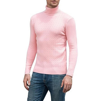 Нов мъжки пуловер с висока яка Ежедневен мъжки плетен пуловер Топъл фитнес мъжки пуловери Топове