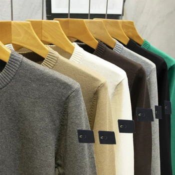 Зимна марка 2023 г. Нови мъжки дизайнерски пуловери Ежедневни водолазки Едноцветни топли тънки корейски пуловери с камъни Трикотажни пуловери