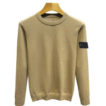 Зимна марка 2023 г. Нови мъжки дизайнерски пуловери Ежедневни водолазки Едноцветни топли тънки корейски пуловери с камъни Трикотажни пуловери