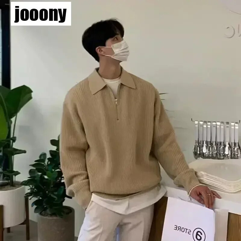 Naujas Žieminis Vyriškas megztinis Laisvalaikis megztinis megztinis Drabužiai Megztiniai Vyriški Lieknas apykakle Megzti megztiniai Vyriškas megztinis su puse užtrauktuku