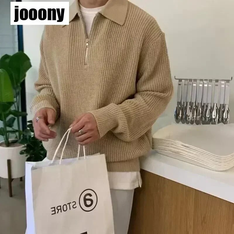 Naujas Žieminis Vyriškas megztinis Laisvalaikis megztinis megztinis Drabužiai Megztiniai Vyriški Lieknas apykakle Megzti megztiniai Vyriškas megztinis su puse užtrauktuku