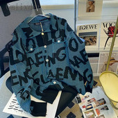 Gmiixder Vintage hip hop džemper jakna kontrastni pleteni kardigan dugih rukava muškarci žene kaput dugih rukava s reverom na slovo