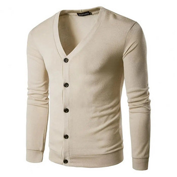 Плетен пуловер с дълъг ръкав, есенно-зимно едноредно едноредно едноредно цветно жилетка, пуловер, горно облекло, топъл притален пуловер, палто