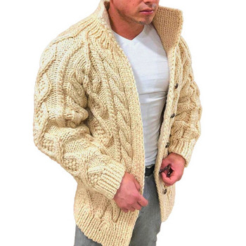 Ανδρική πλεκτή ζακέτα πουλόβερ Casual μονόχρωμο μονόχρωμο μακρυμάνικο παλτό έξω από χειμερινά πουλόβερ Μπλούζες με ρούχα