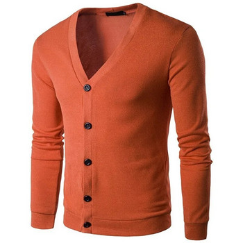2023 Мъжки пуловер с V-образно деколте Мъжки пуловер Slim Fit Едноцветно ежедневно палто Трикотаж S-2XL