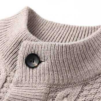 MLSHP Жилетка Мъжки пуловер Луксозна стойка яка Едноредни едноредни едноцветни пролетни и есенни компютърни плетени мъжки пуловери 3XL
