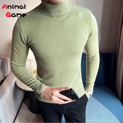 Rudens/ziemas vīriešu džemperis ar apaļu kakla apkakli, silts vienkrāsains, plāns vīriešu ikdienas džemperis, vīriešu apģērbs