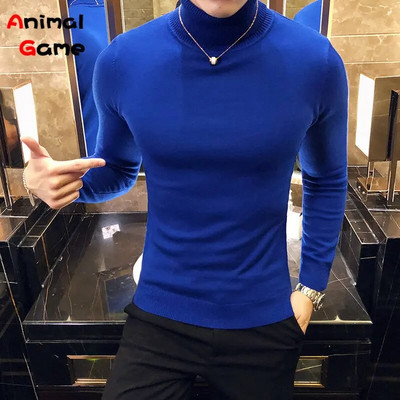 Rudens/ziemas vīriešu džemperis ar apaļu kakla apkakli, silts vienkrāsains, plāns vīriešu ikdienas džemperis, vīriešu apģērbs