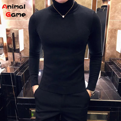 Rudens/ziemas vīriešu džemperis ar apaļu kakla apkakli, silts vienkrāsains, plāns vīriešu ikdienas džemperis, vīriešu apģērbs