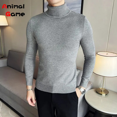 Rudens/ziemas vīriešu džemperis ar apaļu kakla apkakli, silts vienkrāsains, plāns vīriešu ikdienas džemperis, vīriešu apģērbs