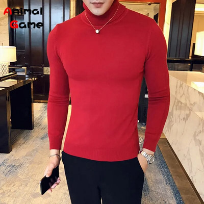 Rudens/ziemas vīriešu džemperis ar apaļu kakla apkakli, silts vienkrāsains, plāns vīriešu ikdienas džemperis, vīriešu apģērbs