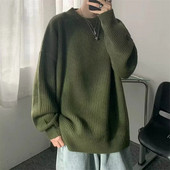 2023. aasta sügisene kaelusega ühevärvilised pullover-kampsunid meestele vabaaja Y2K kootud kampsun High Street Fashion džemprid Hombre