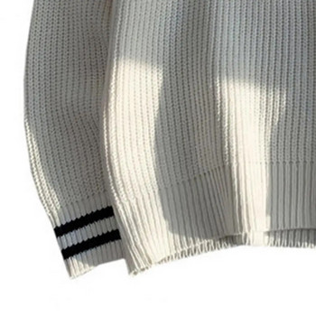 Пуловери Мъжки раирани плетени с V-образно деколте есенен семпъл корейски стил Harajuku Мода Ежедневни Универсални двойки Шик Свободни Нови