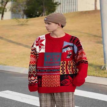 Грозни мъжки пуловер Модно пролетно улично облекло Ежедневно облекло Gengar Коледни пуловери Студентски дамски Y2K Oversize плетен пуловер