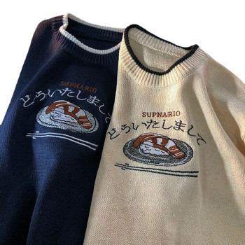 FOJAGANTO 2022 Нов пролетен мъжки плетен пуловер Японски Harajuku Винтидж пуловери Хип-хоп Модни плетени пуловери за двойка Мъжки