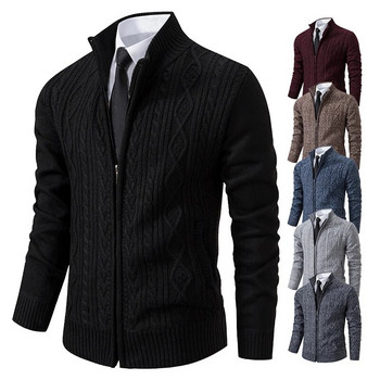Βελούδινο πουλόβερ Winter Plus Ζακέτα με χοντρό ψηλό γιακά Ανδρικό παλτό πλεκτό jumper Μάρκα Knitwear Hombre Ρούχα