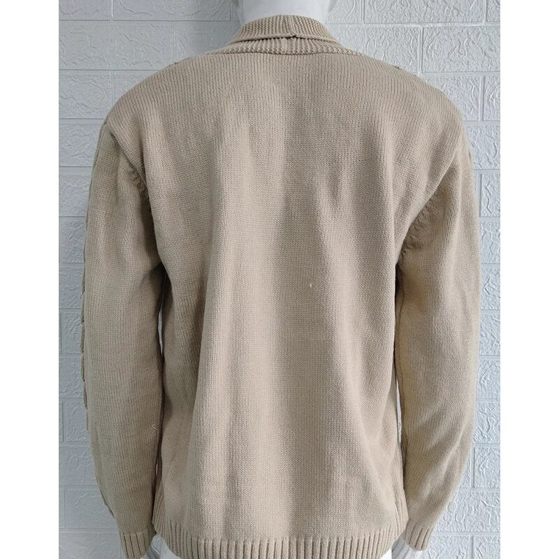 Φθινόπωρο και Χειμώνας 2023 Νέα Ανδρική Μόδα Μπουφάν με μεγάλο πέτο Μονόχρωμο μονόχρωμο πουλόβερ με κουμπιά λεπτή πλεκτή μπουφάν Casual πουλόβερ