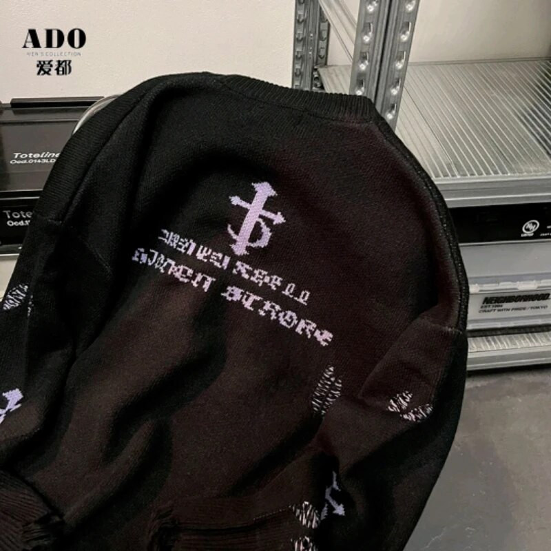 2022. aasta uued Ameerika retrogooti stiilis mustriga kampsunid, meeste Y2K tänava vaba aja veetmise trendi Joker kampsun, paar moodne vaba kampsun