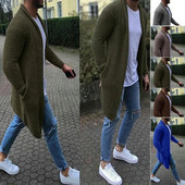 Pavasaris Rudens Silts Biezs Solīds Plašs Kabatas Modes Garie Džemperi Trikotāžas Kokvilna Ikdienas vīriešu Džemperi Vīriešu Vilnas Jakas