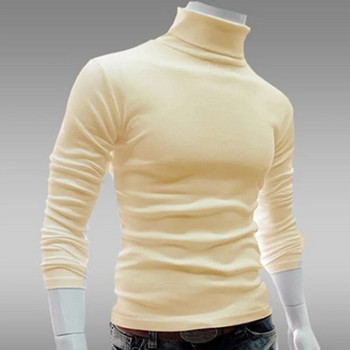 Есенно-зимен мъжки пуловер Мъжка водолазка Едноцветни пуловери Мъжки дрехи Slim Fit Мъжки плетени пуловери pull homme MY277