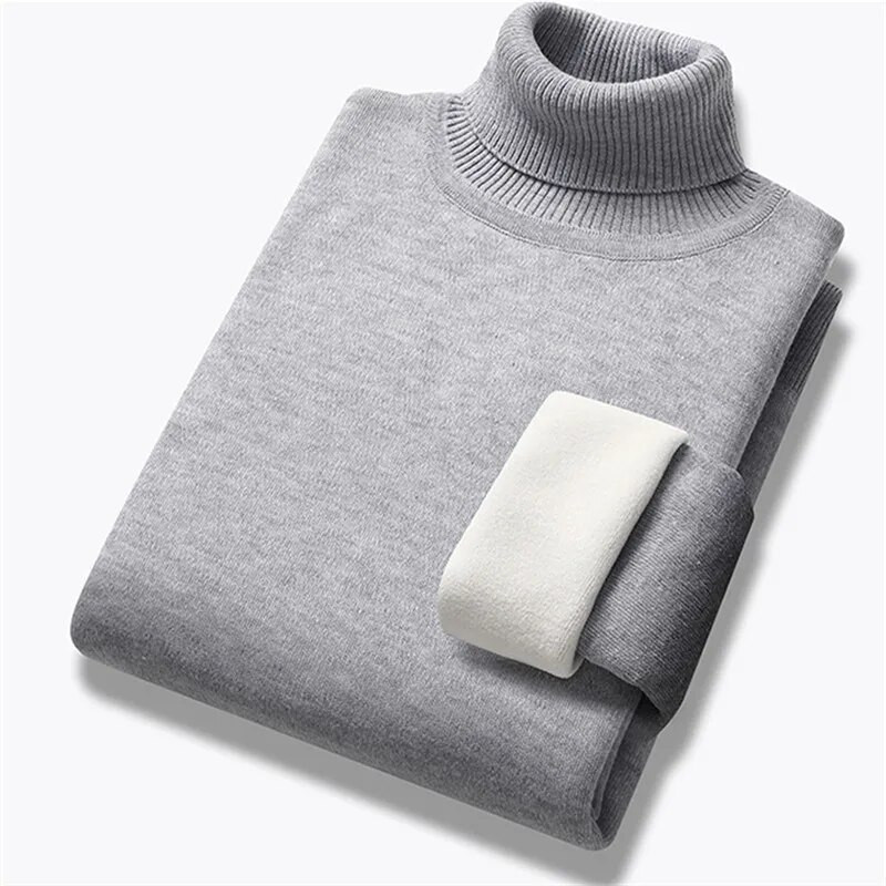 Uued sügistalvised kilpkaelusega kampsunid meeste õhukesed silmkoelised pulloverid Meeste ühevärvilised vabaaja kudumid kampsunid fliisist soojad pulloverid