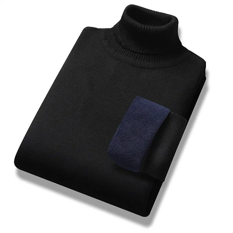 Uued sügistalvised kilpkaelusega kampsunid meeste õhukesed silmkoelised pulloverid Meeste ühevärvilised vabaaja kudumid kampsunid fliisist soojad pulloverid