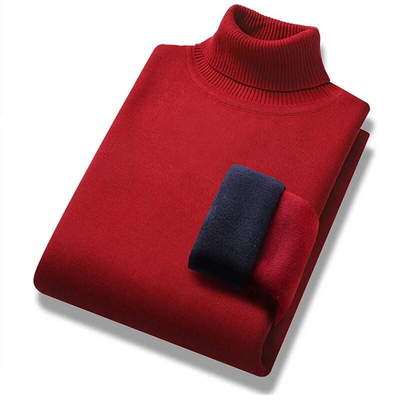 Uued sügistalvised kilpkaelusega kampsunid meeste õhukesed silmkoelised pulloverid Meeste ühevärvilised vabaaja kudumid kampsunid fliisist soojad pulloverid