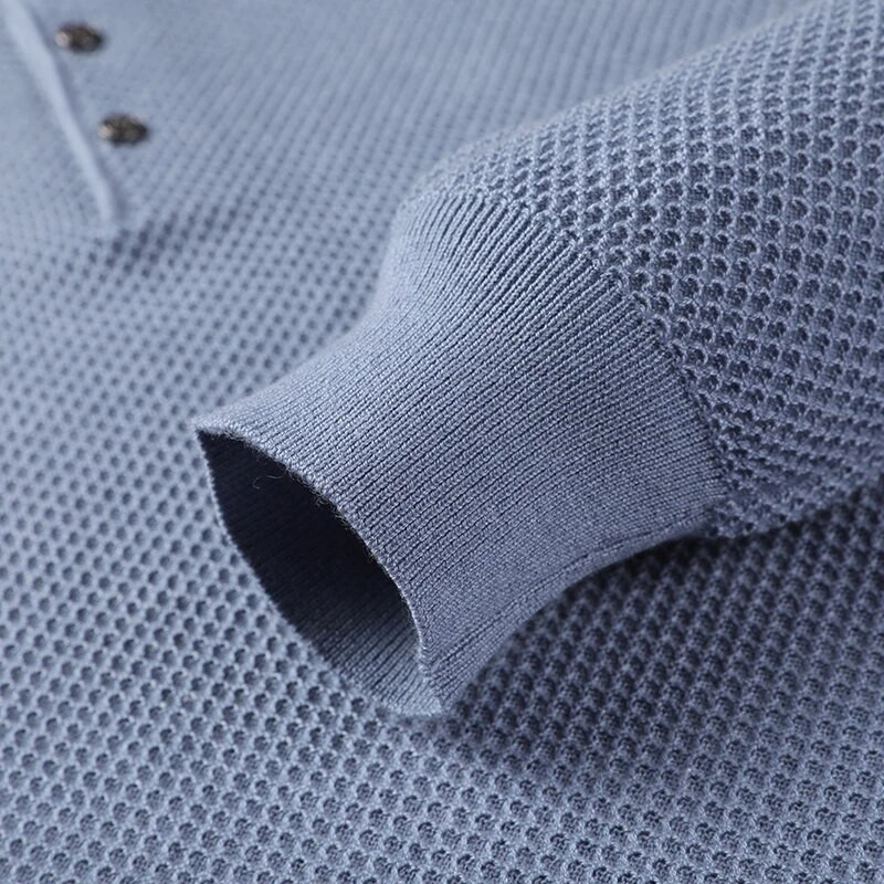 Sügisene uus meeste õhuke villane kampsun Klassikaline äriline vabaaja POLO krae pikkade varrukatega kootud kampsun Meeste brändi riided