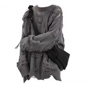 Džemperis ar garām piedurknēm Streetwear Vīriešu džemperis Hip-Hop stila plēsts divdaļīgs dizains trikotāžas apaļš kakla mīksts silts rudens/ziema