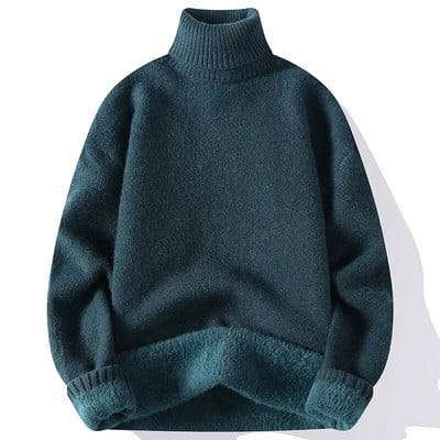 Ανδρικά πουλόβερ ζεστά με ζιβάγκο 2023 Ανδρικά πλεκτά πουλόβερ με ψηλό λαιμό φθινοπωρινά Ανδρικά μονόχρωμα πουλόβερ περιστασιακά πλεκτά