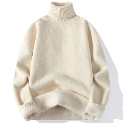 Ανδρικά πουλόβερ ζεστά με ζιβάγκο 2023 Ανδρικά πλεκτά πουλόβερ με ψηλό λαιμό φθινοπωρινά Ανδρικά μονόχρωμα πουλόβερ περιστασιακά πλεκτά