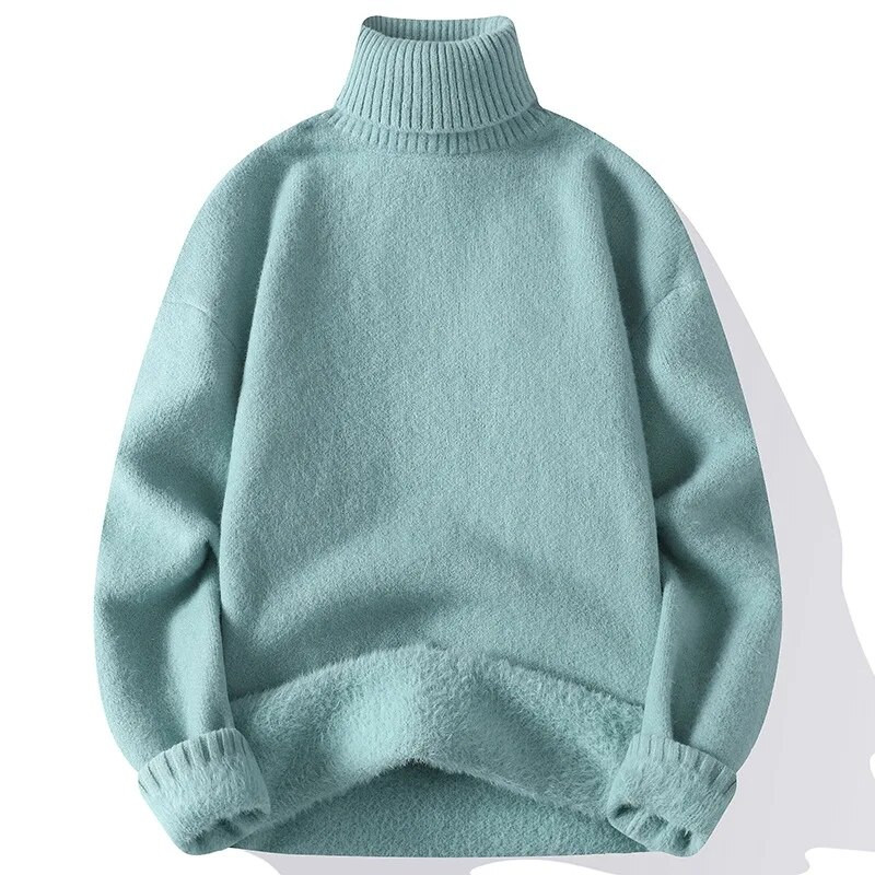 Ανδρικά πουλόβερ ζεστά με ζιβάγκο 2023 Ανδρικά πλεκτά πουλόβερ με ψηλό λαιμό φθινοπωρινά Ανδρικά μονόχρωμα πουλόβερ περιστασιακά πλεκτά