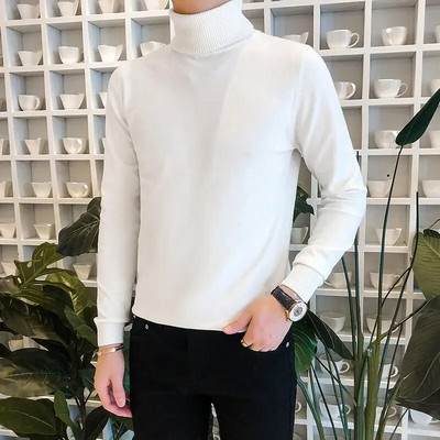 2023 Meeste tippmoodne silmkoeline pullover, meeste poolkilpkonnakaelus, talvevillased vabaaja džemperriided