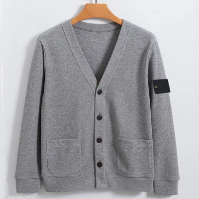 Επώνυμα πλεκτό πουλόβερ ζακέτα φθινοπωρινό πέτρινο χειμερινό πουλόβερ με γιακά V 2023 Νέα κορεάτικη μόδα Unisex Νέο πουλόβερ μακρυμάνικο