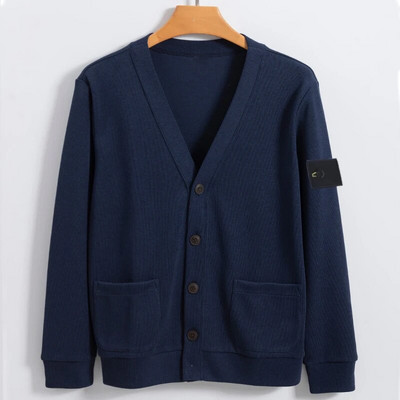 Επώνυμα πλεκτό πουλόβερ ζακέτα φθινοπωρινό πέτρινο χειμερινό πουλόβερ με γιακά V 2023 Νέα κορεάτικη μόδα Unisex Νέο πουλόβερ μακρυμάνικο