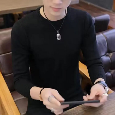 2023. aasta sügistalvine meestemood pikkade varrukatega O-kaelusega vabaaja kootud kampsun, meeste ühevärviline Täielik kašmiirist kampsun, pullover N26