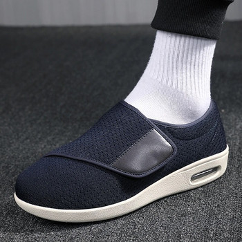 Дишащи неплъзгащи се ежедневни обувки Въздушна възглавница Широки крака Подути обувки Удобни диабетични обувки Регулируеми еластични мъжки маратонки