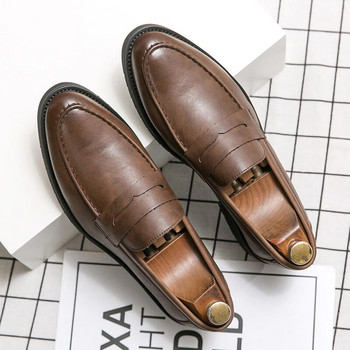 Класически мъжки удобни обувки с приплъзване в британски стил Мъжки ежедневни кожени обувки Мъжки сватбена рокля Мокасини Мъжки леки