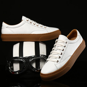 Λευκά Παπούτσια Ανδρικά αναπνεύσιμα Casual Ανδρικά Βουλκανιζέ Παπούτσια Άνετα Lazy Boat Παπούτσια Ρετρό με κορδόνια Flats Tenis Masculino Sneakers