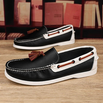 Color Match Loafers Men Personality Mocassin Soft Leather Flats All-match Casual Shoes Slip-On Παπούτσια οδήγησης για περπάτημα Παπούτσια για βάρκα