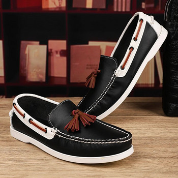 Color Match Loafers Men Personality Mocassin Soft Leather Flats All-match Casual Shoes Slip-On Παπούτσια οδήγησης για περπάτημα Παπούτσια για βάρκα