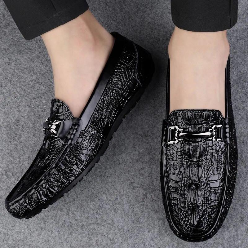 Elegantes slip-on ανδρικά δερμάτινα παπούτσια Άνετα, περιστασιακά ανδρικά παπούτσια Μαλακά αντιολισθητικά ανδρικά loafers Αναπνεύσιμα μποτάκια με μοκασίνια οδήγησης