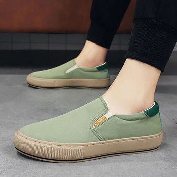 2023 Горещи ежедневни мъжки обувки Модни зелени платнени мокасини Дишащи обувки с приплъзване Мъжки маратонки с равни обувки Комфортни обувки за шофиране Мъжки