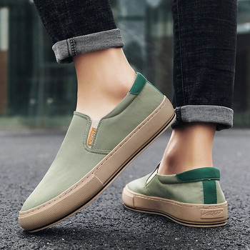 2023 Горещи ежедневни мъжки обувки Модни зелени платнени мокасини Дишащи обувки с приплъзване Мъжки маратонки с равни обувки Комфортни обувки за шофиране Мъжки